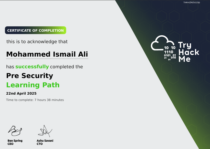 TryHackMe Pre-Security Certificate
